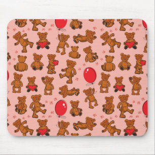 Tapis De Souris Texture avec le nounours, coeurs