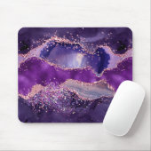 Tapis De Souris Texture d'agate scintillante violette (Avec souris)