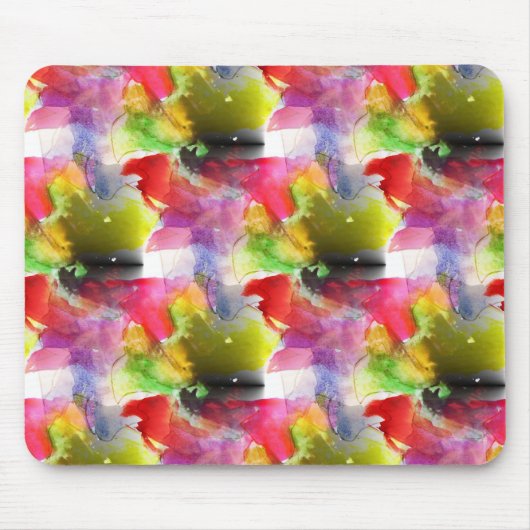 Tapis De Souris Texture de conception rouge, aquarelle jaune (Devant)