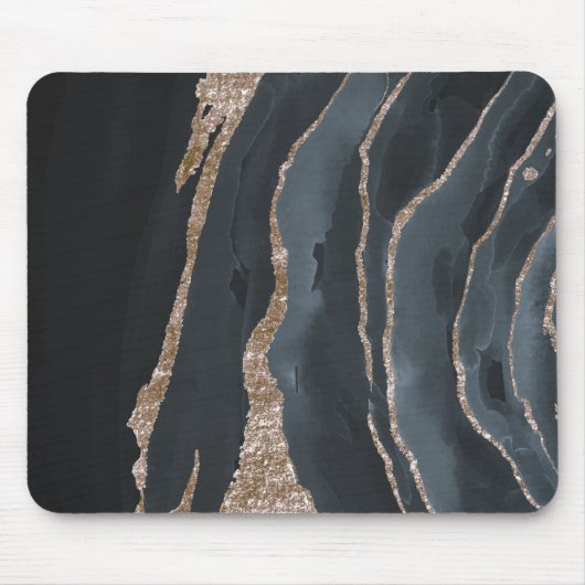 Tapis De Souris Texture de marbre doré noir Cool (Devant)