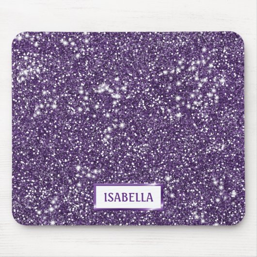 Tapis De Souris Texture de scintillement violet faux avec nom pers (Devant)
