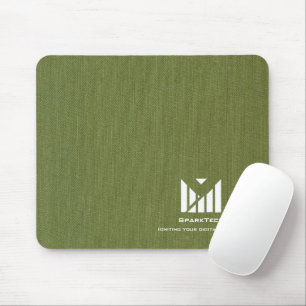 Tapis De Souris Texture de tissu vert Élégant logo Monogramme Pers