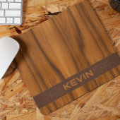 Tapis De Souris Texture en acajou de luxe et cuir marron