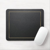 Tapis De Souris Texture En Cuir Noir Avec Cadre Or (Avec souris)