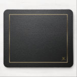 Tapis De Souris Texture En Cuir Noir Avec Cadre Or<br><div class="desc">Impression texture en cuir noir avec cadre de bordure en or et initiale personnalisée.</div>