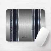 Tapis De Souris Texture géométrique industrielle gris métallique (Avec souris)