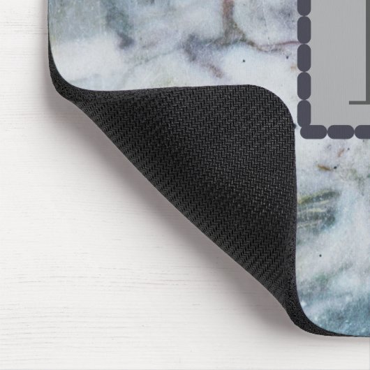 Tapis De Souris Texture moderne en gris et en marbre bleu monogram (Coin)