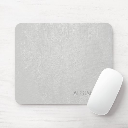 Tapis De Souris Texture Motif en cuir blanc - Monogramme/Tex perso (Avec souris)