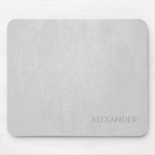 Tapis De Souris Texture Motif en cuir blanc - Monogramme/Tex perso (Devant)