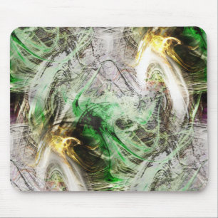 Tapis De Souris Texture rustique sous encre verte et jaune flottan