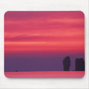 Tapis De Souris Thaïlande, baie de Phang Nga. Ciel rose reflété da