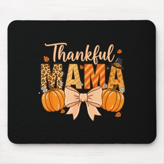 Tapis De Souris Thankful Mama Pumpkin Fall Coquette Bow Thanksgivi (Devant)