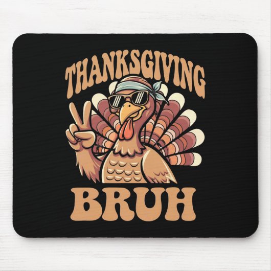 Tapis De Souris Thanksgiving Bruh Funny Turkey Fall Boys (Devant)