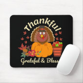 Tapis De Souris Thanksgiving Grateful & Blessed (Avec souris)