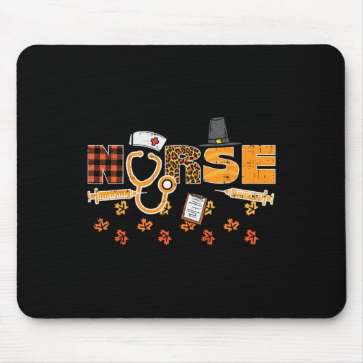 Tapis De Souris Thanksgiving Leopard Plaid Nurse Scrub d'automne T (Devant)