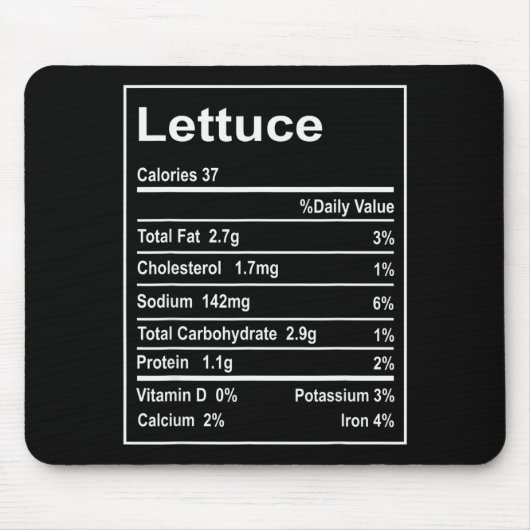 Tapis De Souris Thanksgiving Lettuce Nutrition Facts Men Women Chr (Devant)