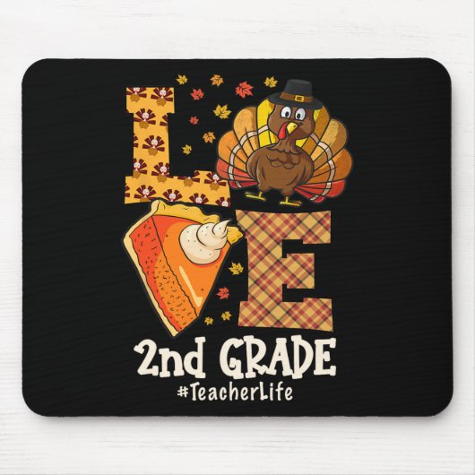Tapis De Souris Thanksgiving Love 2e année Enseignant Turquie Auto (Devant)