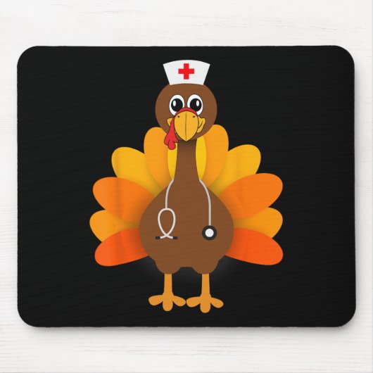 Tapis De Souris Thanksgiving Scrub Tops Femmes Turquie Infirmière  (Devant)