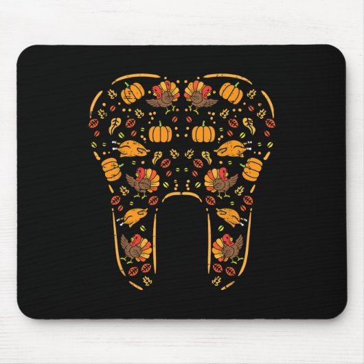 Tapis De Souris Thanksgiving Tooth mignonne Automne Dents Dentiste (Devant)