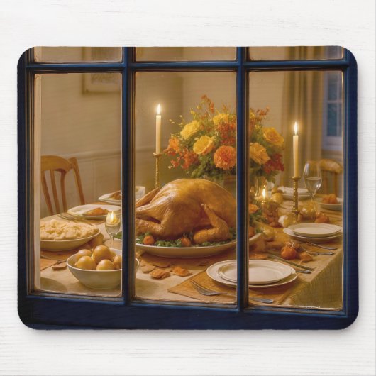 Tapis De Souris Thanksgiving Turkey Feast In Window (Devant)