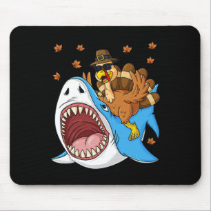 Tapis De Souris Thanksgiving Turquie équitation Requin amusant Tod
