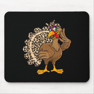 Tapis De Souris Thanksgiving Turquie femmes Empreinte de léopard A