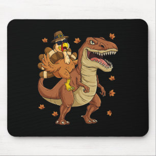 Tapis De Souris Thanksgiving Turquie Riding T Rex Dinosaur Toddler