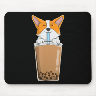 Tapis De Souris Thé au lait Boba Kawaii Chiot Corgi Anime Japonais