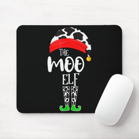 Tapis De Souris The Elf Moo Cow Funny Christmas Elf Family Matchin (Avec souris)