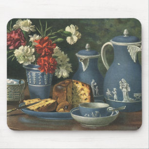 Tapis De Souris Thé et café de l'après-midi vintage, gâteau, fleur