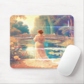 Tapis De Souris The Lady Standing Beside the Lake on a Mousepad (Avec souris)