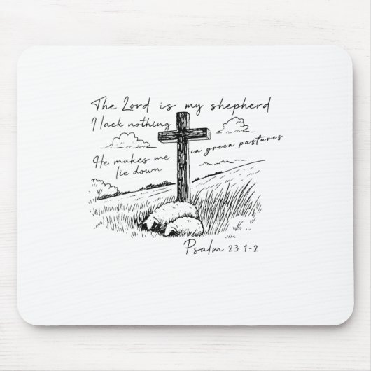 Tapis De Souris The Lord Is My Shepherd Psalm 23 Cross Meadow (Devant)
