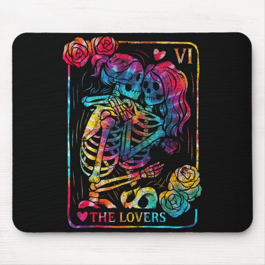 Tapis De Souris The Lovers Tarot Card Gothic Occult Kissing Skelet (Devant)