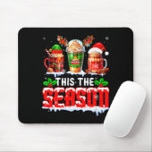 Tapis De Souris The Season Christmas Three Santa Reindeer Elf Coff (Avec souris)