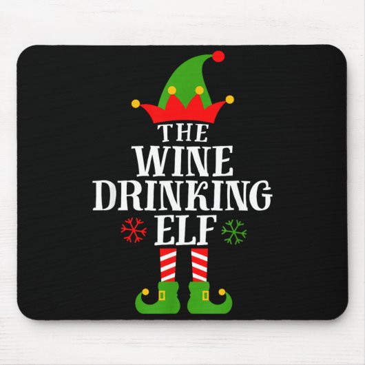 Tapis De Souris The Wine Drinking Elf Funny Matching Family Christ (Devant)