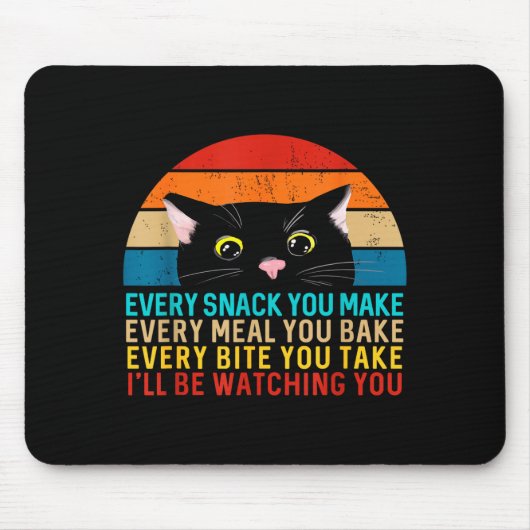 Tapis De Souris Thème Chat Noir Chaque Snack Que Vous Faites Rétro (Devant)