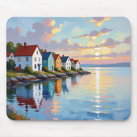 Tapis De Souris Thème côtier | Maisons de plage sur la baie (Devant)