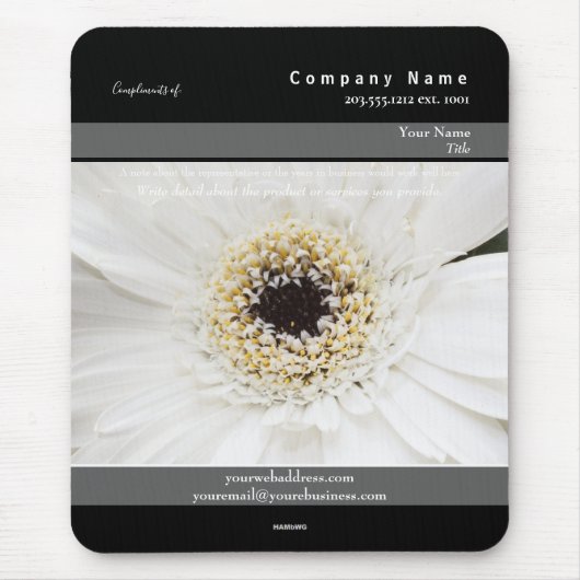 Tapis De Souris Thème de Fleur Blanche Mousepad - HAMbyWG (Devant)