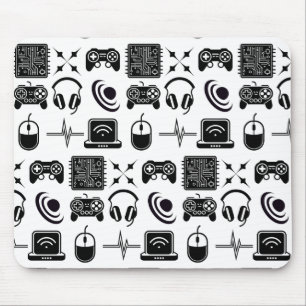 Tapis De Souris Thème de jeu en noir et blanc