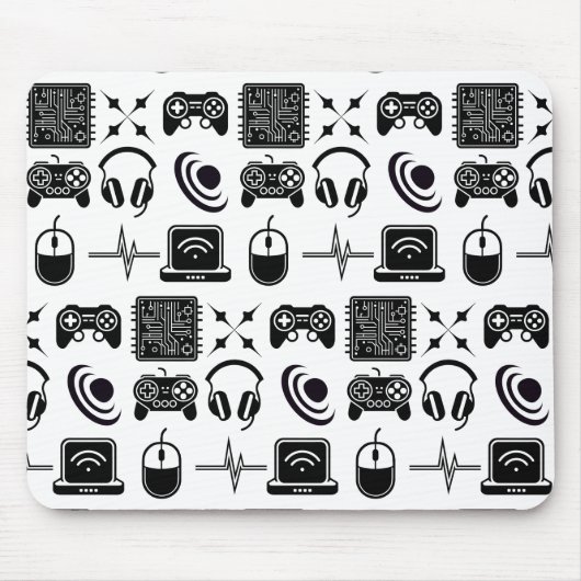 Tapis De Souris Thème de jeu en noir et blanc (Devant)