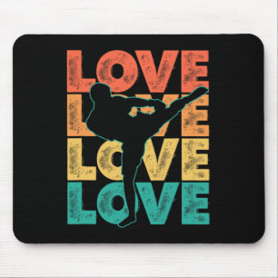 Tapis De Souris Thème graphique rétro Muay Thai Love Word Design K