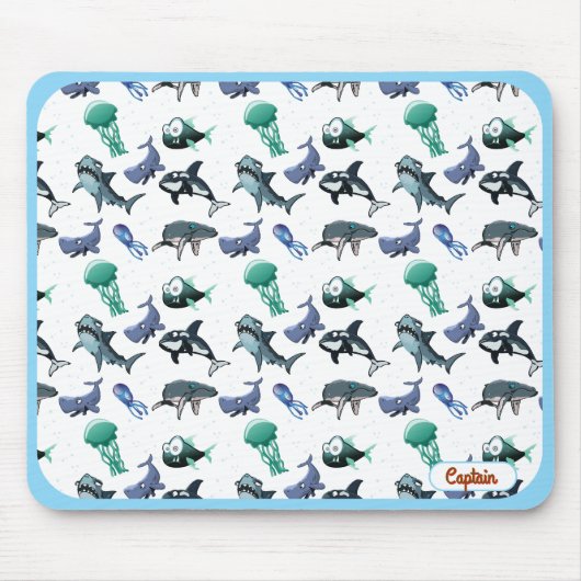 Tapis de souris Thème Océan Poisson & Requin Angry (Devant)
