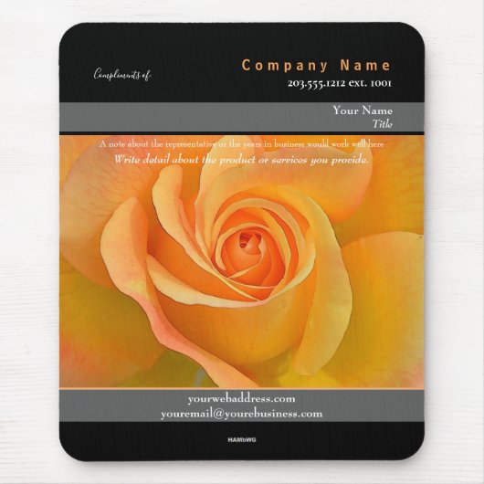 Tapis De Souris Thème Rose Orange Mousepad - HAMbyWG (Devant)