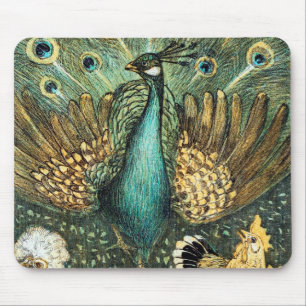 Tapis De Souris Theo Van Hoytema Vintage Peacock Open Wings Peafow