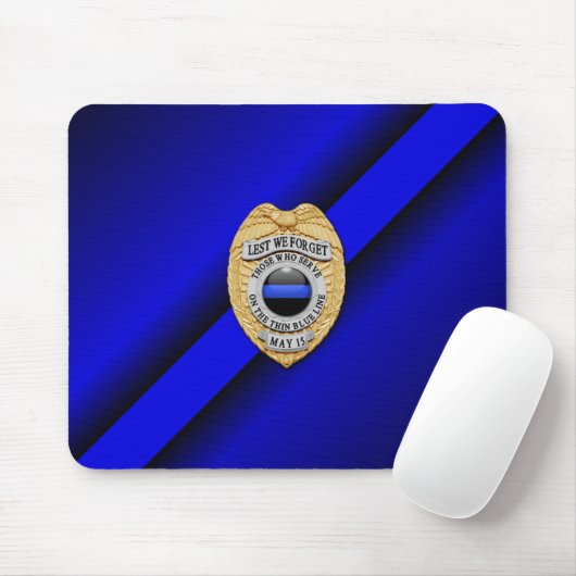 Tapis De Souris Thin Blue Line Badge (Avec souris)