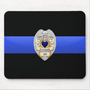 Tapis De Souris Thin Blue Line Flag & Badge
