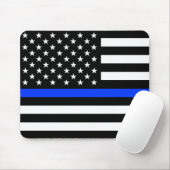 Tapis De Souris Thin Blue Line Police Flag (Avec souris)