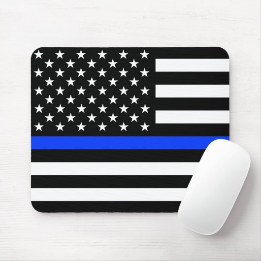 Tapis De Souris Thin Blue Line Police Flag (Avec souris)