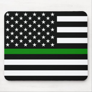 Tapis De Souris Thin Green Line Military & Veterans American Flag