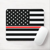Tapis De Souris Thin Red Line Pompiers Héros Drapeau Américain (Avec souris)